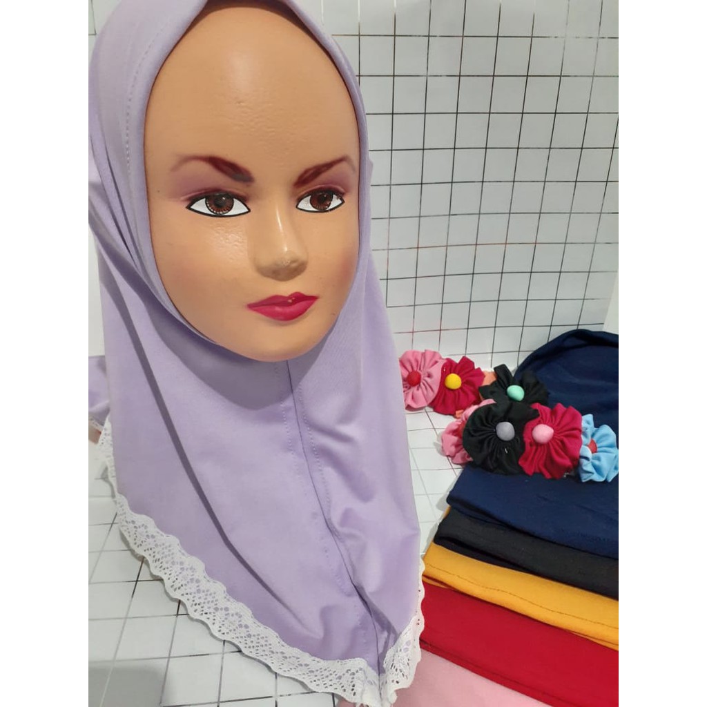 jilbab anak ALISA PET RENDA kerudung anak perempuan hijab anak krudung anak bergo pet anak jilbab bayi