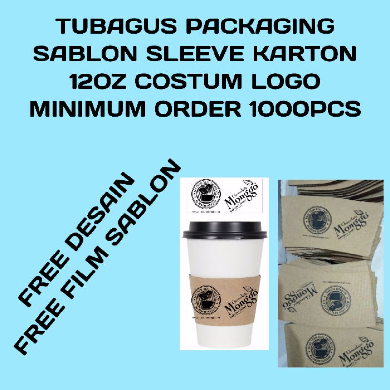 Sablon Sleeve Karton Paper cup 12oz costum logo