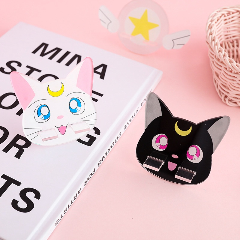 Stand Holder Bentuk Kucing Sailor Moon Bahan Akrilik Untuk Handphone Universal