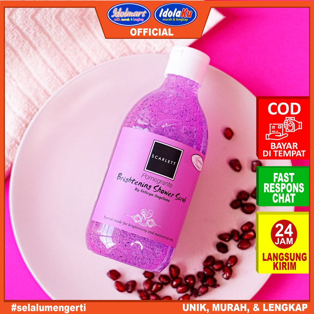 IDOLAKU Scarlett Whitening Shower Scrub Pomegrante 300ml