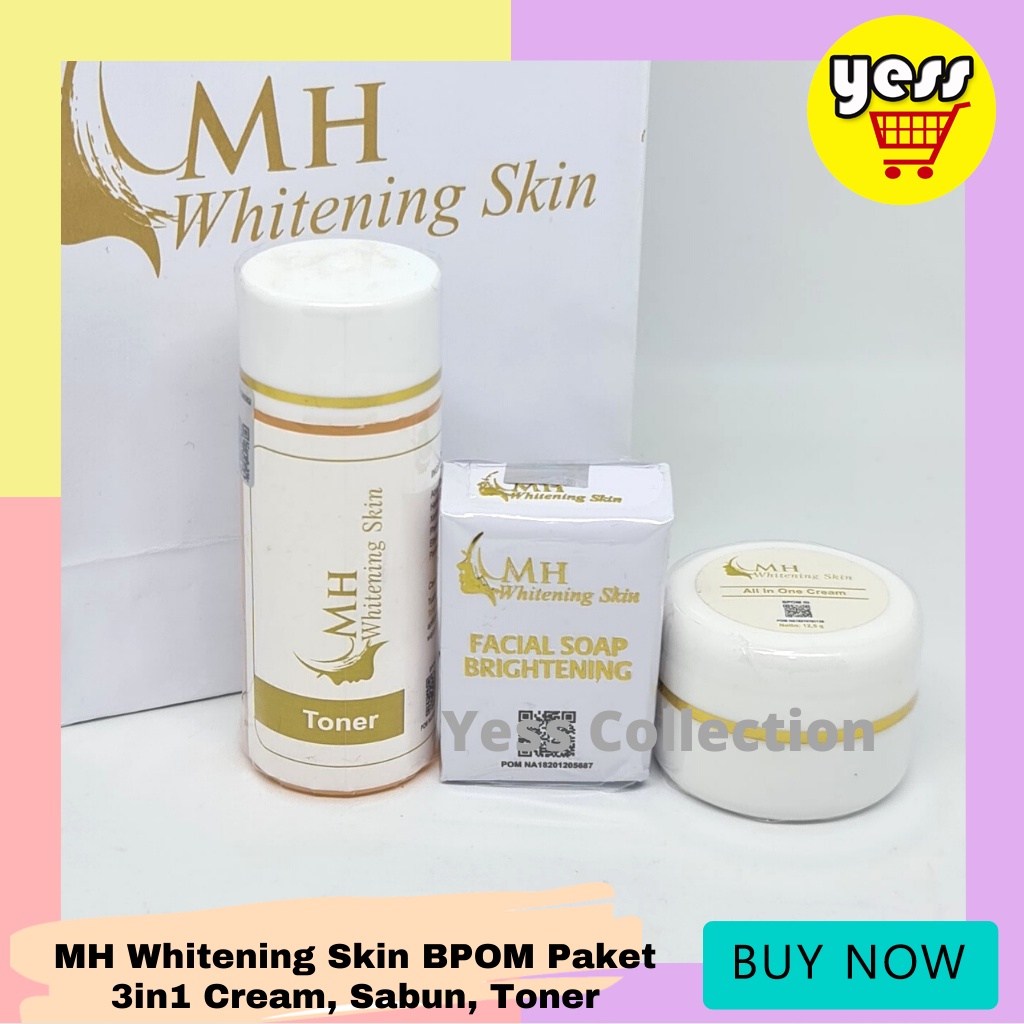 MH Whitening Skin BPOM Paket 3in1 Cream, Sabun, Toner |  MH Whitening Cream Original
