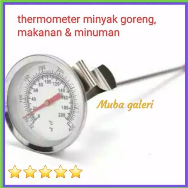 THERMOMETER MEKANIK PENGUKUR SUHU PANAS MASAKAN-KOPI-SUSU-MINYAK GORENG DLL