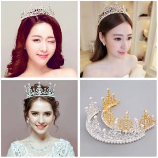 Mahkota hiasan  rambut  aksesoris tiara wedding  pesta 