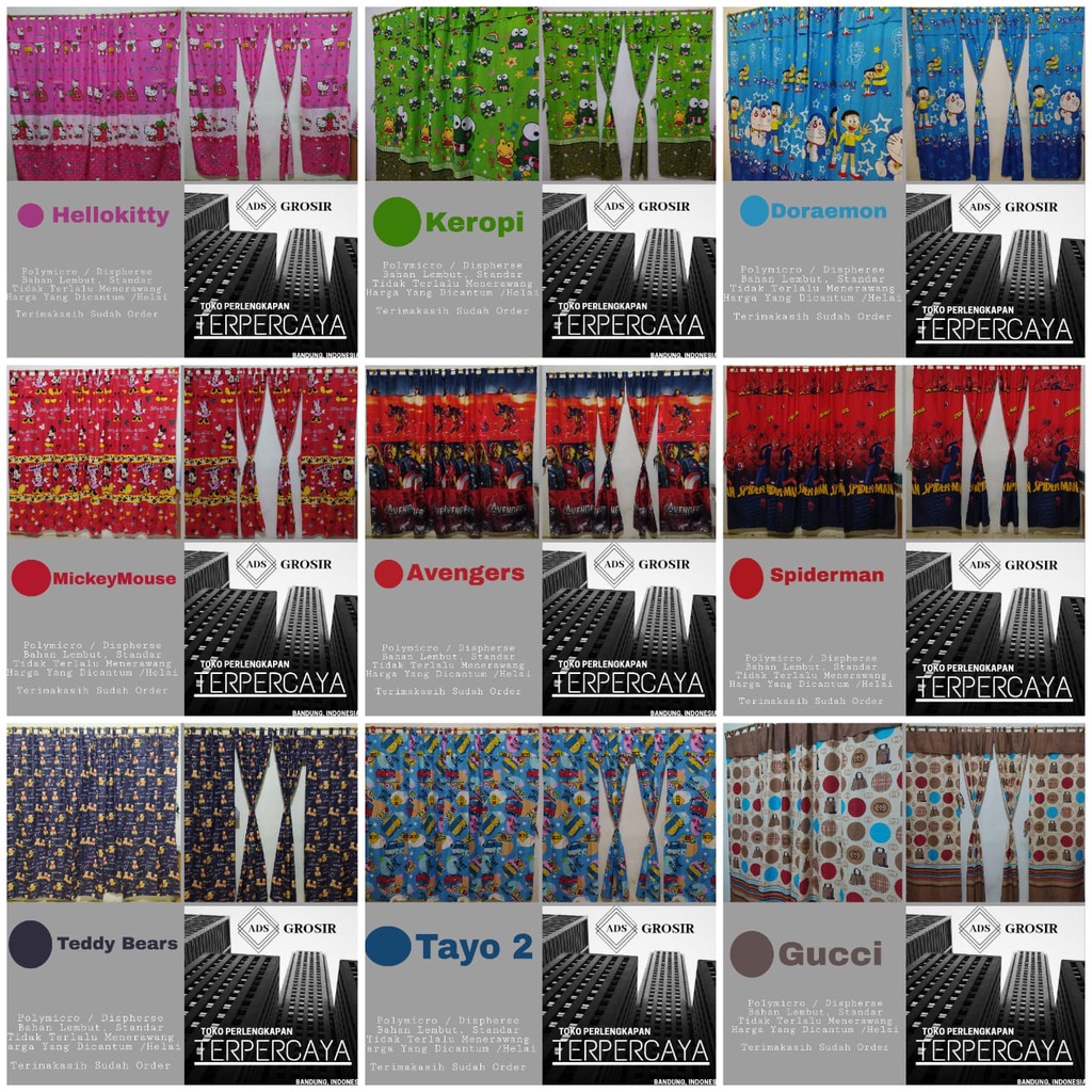 (COD) Gorden Pintu Karakter Atau Bisa Juga Jendela Karakter Kartun Lucu