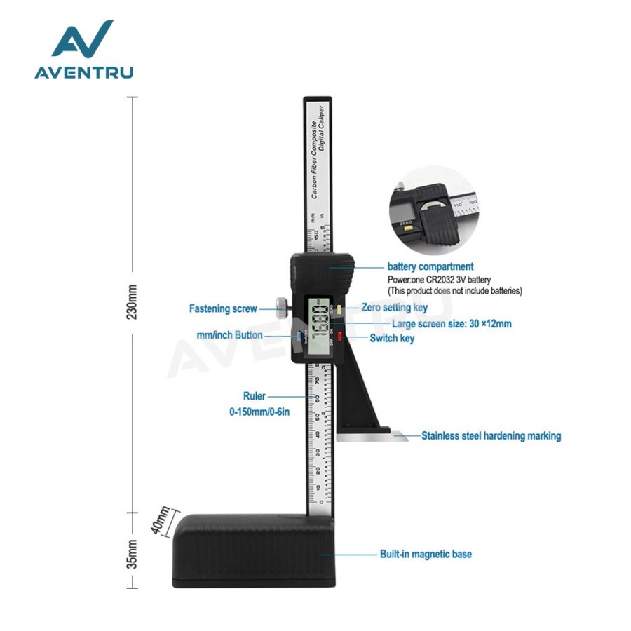 Pengukur Tinggi Digital Height Gauge Vernier Caliper Kayu Wood