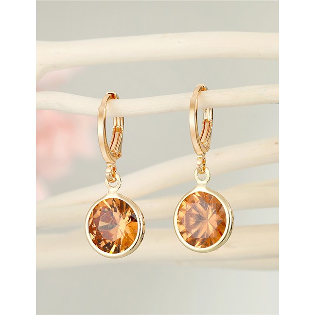 LRC Anting Tusuk Fashion  Round Crystal Zircon Alloy P5080