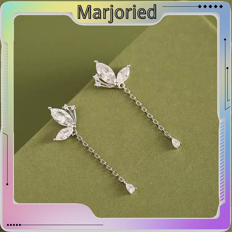 Anting Kupu-kupu Rumbai Drop Earrings Retro French Temperamen Indah Flash Diamond Earrings-MJD