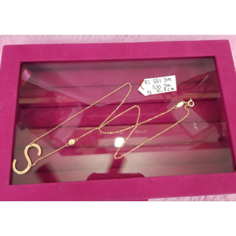 KL551JM100JM kalung gisella huruf abjad S collection wanita gold berat 2.100 kadar 75% 17k pj 41,8cm