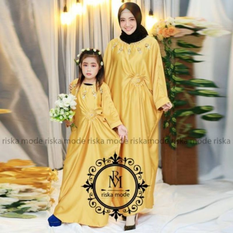 COUPLE GAMIS KAFTAN ANAK DAN IBU/GAMIS LEBARAN/GAMIS KELUARGA