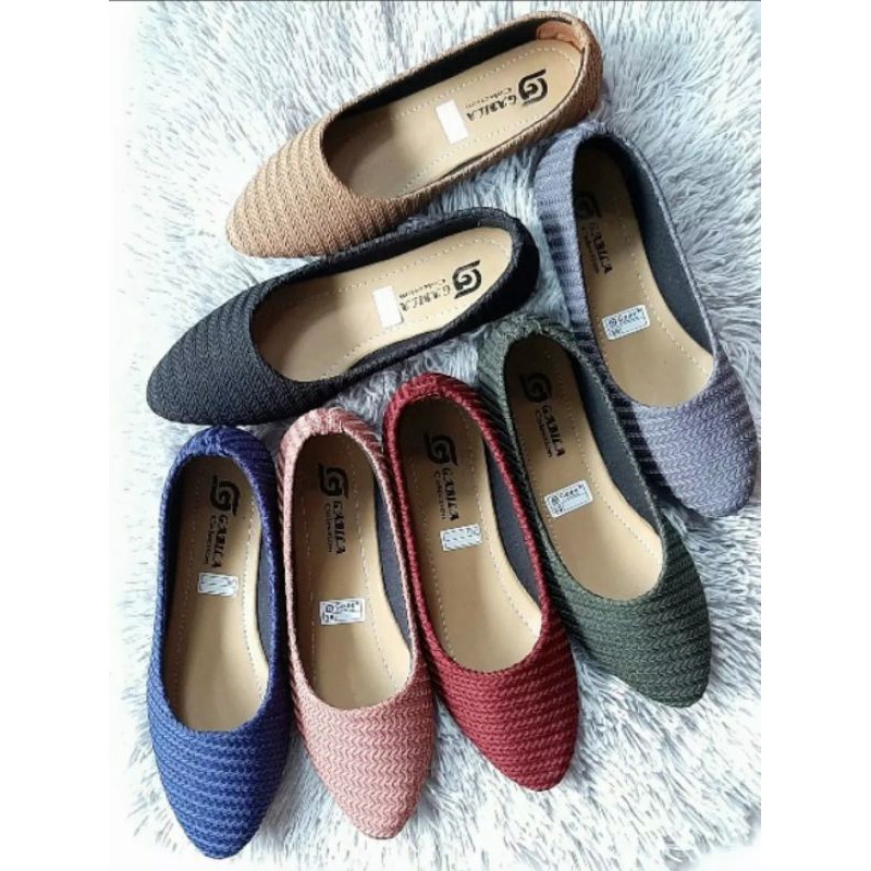 Sepatu wanita flat diksi slop rajut