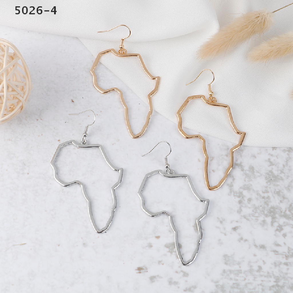 5026-4 Anting Kait Gantung Wanita Bahan Alloy Desain Peta Afrika Gaya Etnik / Afrocentric / Tribal Untuk Hadiah