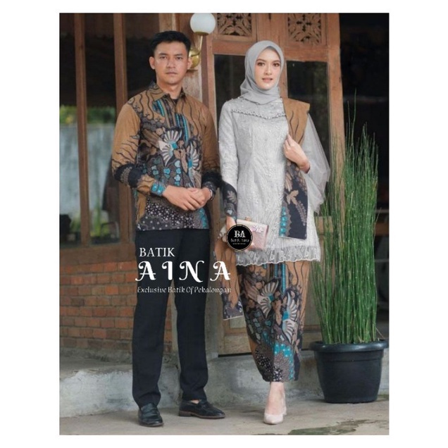 KEBAYA COUPLE MODERN KEBAYA TUNAGAN KEBAYA LAMARAN KEBAY WISUDA KONDANGAN TUNIK AKITA BEST SERIES MODERN-SET COUPLE (GREY)