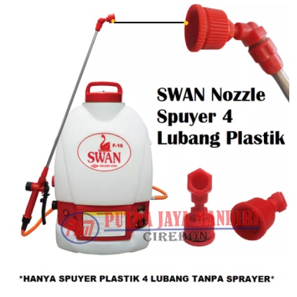 Swan Nozzle Spuyer 4 Lubang Plastik - Nozel Sprayer Swan 4 lubang - Spuyer tangki kepala sprayer