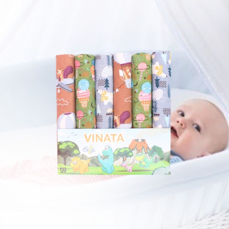 Jual satuan bedong bayi jumbo 125x90cm full print (vinata)-bedong bayi vinata flanel full print