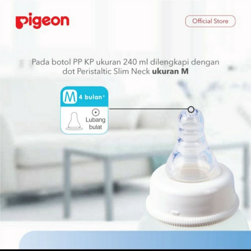 Botol Susu Pigeon Wide Neck  240ml WideNeck Nipple Size M Slimneck Peristaltic  240ml