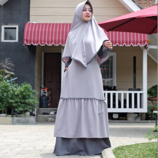 Ms Mayra syari / gamis itycrepe syari set khimar