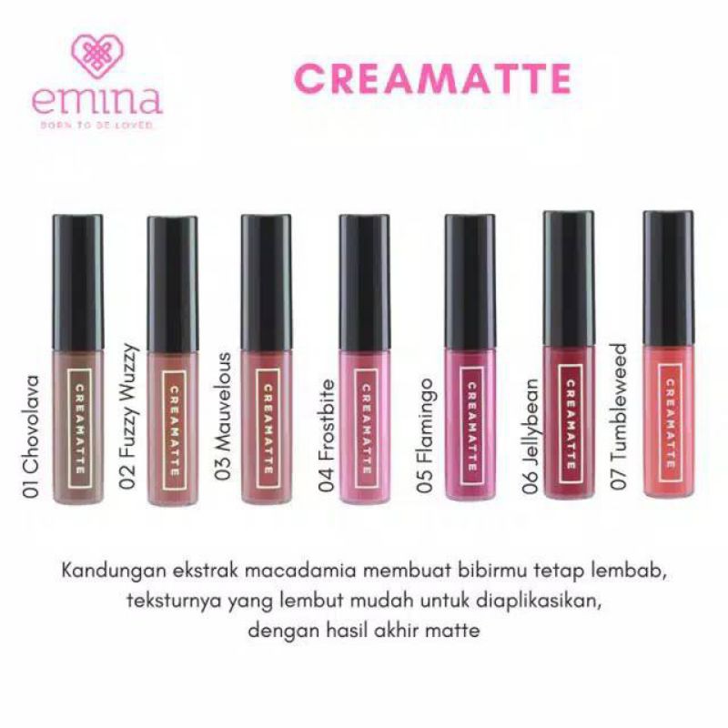 Emina Creamatte / Emina Lip Cream Ready 1-19 Original 100%