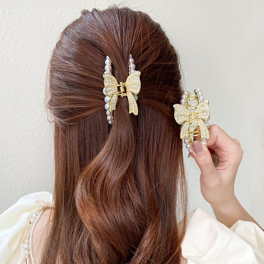 Needway   Wanita Cakar Rambut Hiasan Kepala Elegan Hollow Untuk Perempuan Klip Rambut Alloy Ponytail Holder