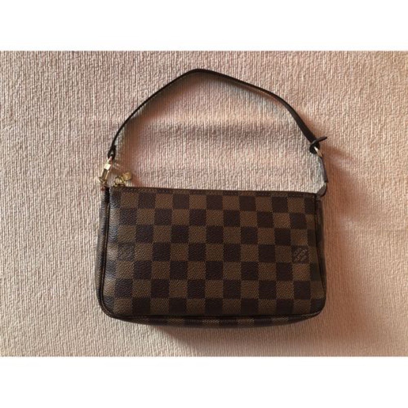 LV Monogram Damier  lEbene Shoulder Mini Bag Vintage Cluth Poucette accesorie cloth brown