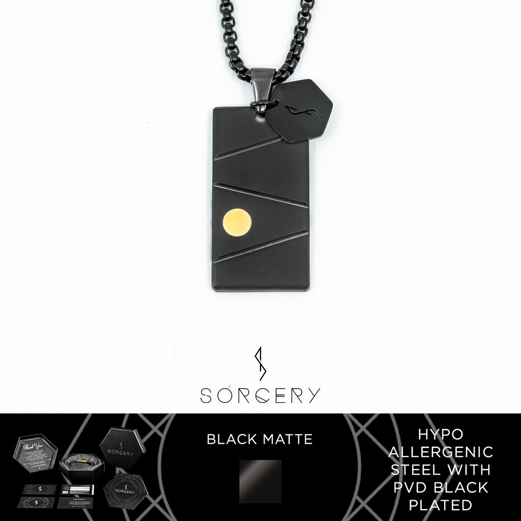 SORCERY Pendant BMT Kalung Liontin Bandul Premium Titanium Hitam Emas Perak Pria Wanita
