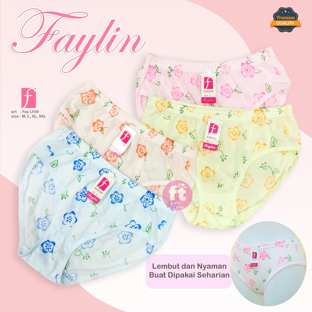 FAYLIN | Celana Dalam KATUN Wanita SABLON / Warna Muda / art FAY LY09