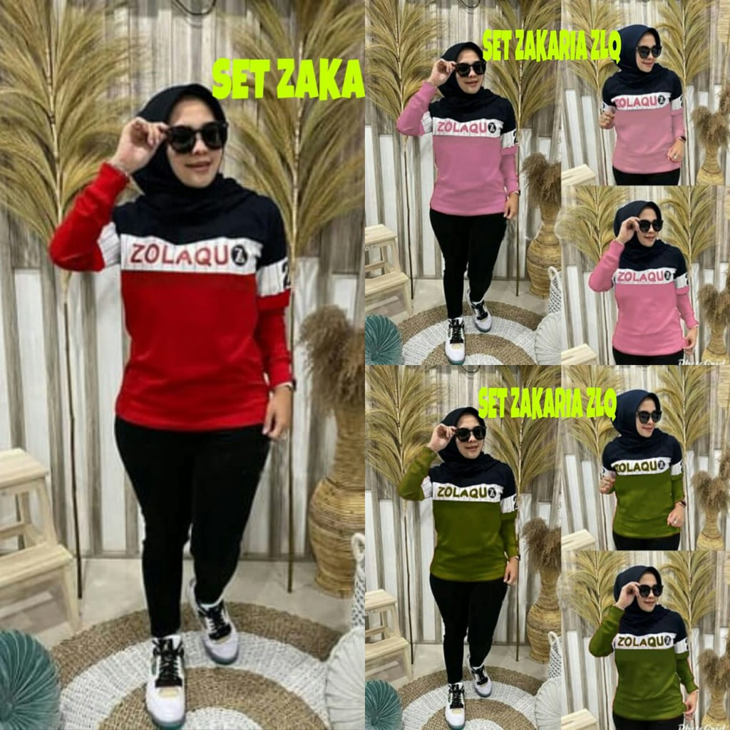 SET ZAKARIA ZLQ MF / SETELAN WANITA SIZE XL / ATASAN LALAZO