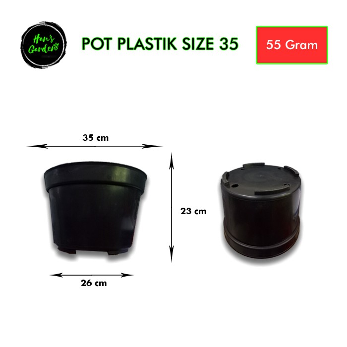 Pot 35 cm hitam pot bunga plastik grosir murah