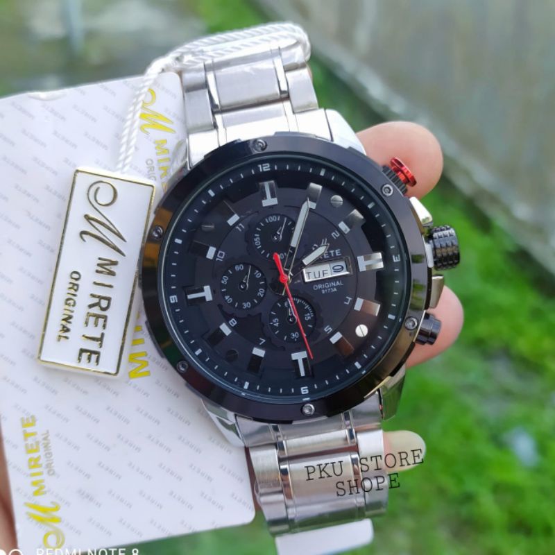 HARGA PROMO JAM tangan Pria Mirete Original Tahan Air Free Box Exklusif_ JAM Tangan Import Rantai Stainlees Steel Sporty Olahraga_Tanggal Hari Aktif_ Terlaris_ Pria_Original_Mirete_Tahan Air_ Anti Air _MURAH JAM Tangan Pria MIRETE ORUGINAL