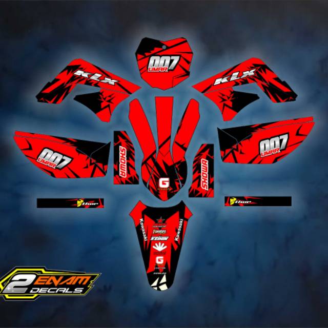 Decal Stiker Striping KLX LAMA Dtraker Merah Abstrak