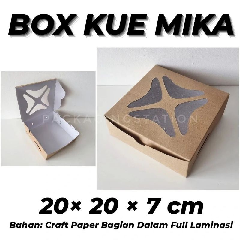 

BOX KUE MIKA 20x20x7 LAMINATED / BOX KUE WINDOW / DUS ROTI / DUS BOLU / KOTAK KUE