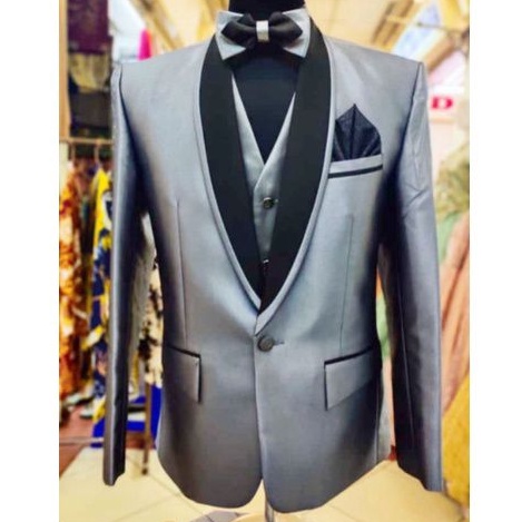 jas pengantin tuxedo silver