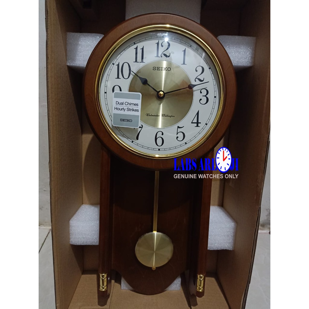 Jam Dinding SEIKO Kayu Japan Westminster QXH073B QXH073 Brown Original