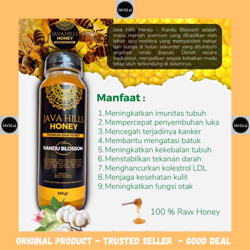 

Madu Randu Blossom Java Hills Honey 350 gr - premium raw honey madu mentah murni asli herbal mumtaz javahills organik 350gr