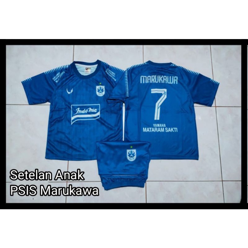 Setelan Jersey Baju Bola Anak PSIS Semarang Full Printing Marukawa