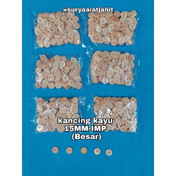 Kancing Kayu /24/2L/1.5cm +/-144pcs =Rp.8.000/1gros