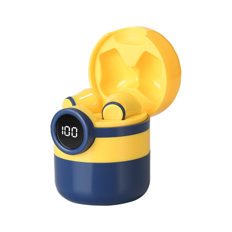 GROTIC Mi22 Headset Bluetooth Earphone TWS Karakter Earbuds True Wireless Stereo Touch Sensor LED Display-Kuning