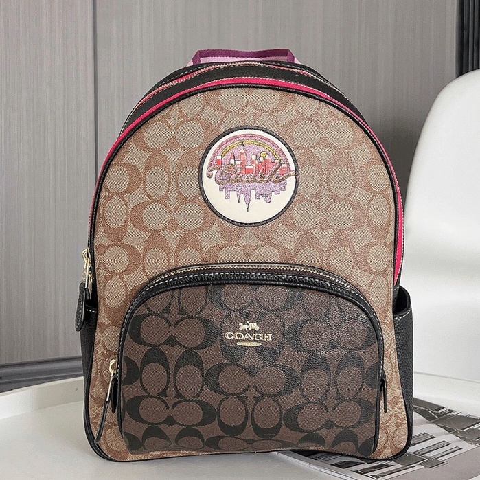 coach 6920 Ole Christmas limited edition ladies medium multicolor leather zipper backpack backpack schoolba  beibao