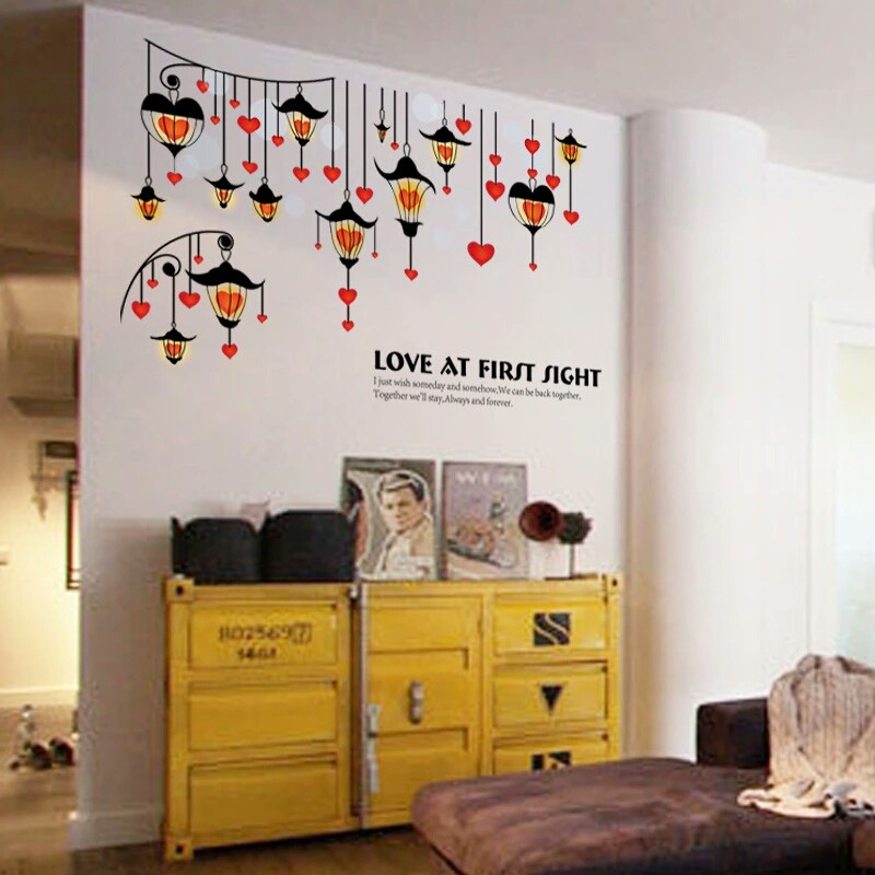 RELIZA WALL STICKER LAMPU GANTUNG LAMPION HATI LOVE FIRST SIGHT SK9147 STIKER DINDING