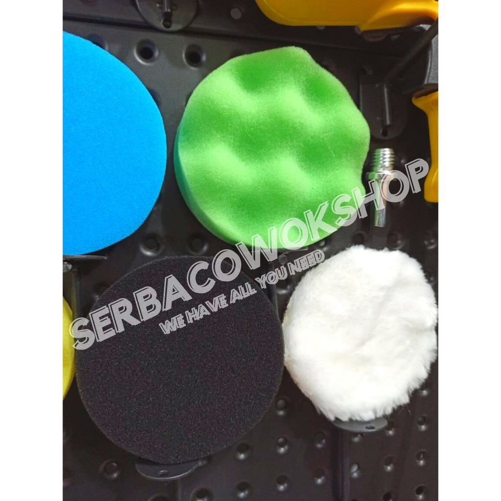 Paket Mesin Bor Reversible 2 Arah + Sponge Polishing 4&quot; Inch 7 Pcs / Busa Poles Set Pad Termurah