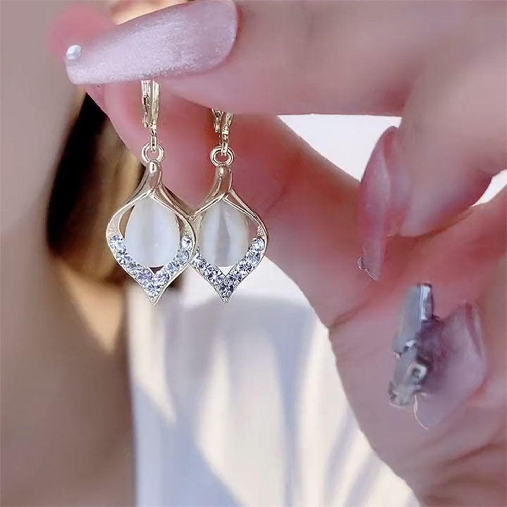 Anting Nanas Drop Perhiasan Pesta Mewah Opal Zirkon Vintage Menjuntai