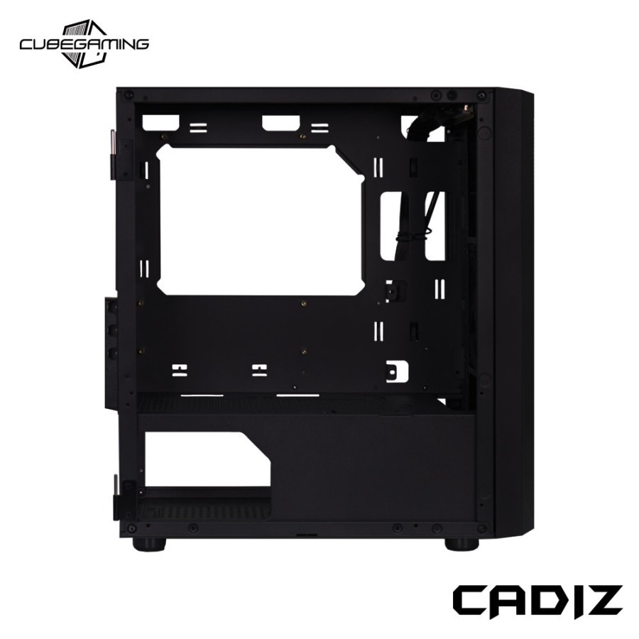 CUBE GAMING CADIZ Black - mATX - LEFT SIDE GLASS DOOR - Dust Filter - PSU Cover - Free 1 pcs RAINBOW