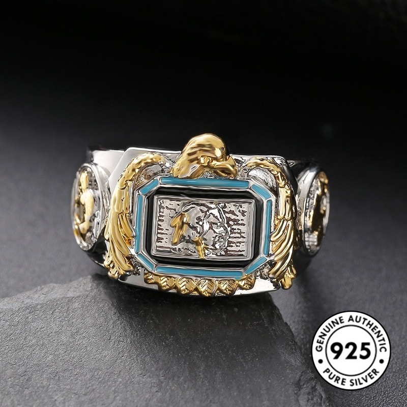 Cincin Lapis Emas Bahan S925 Silver Untuk Pria