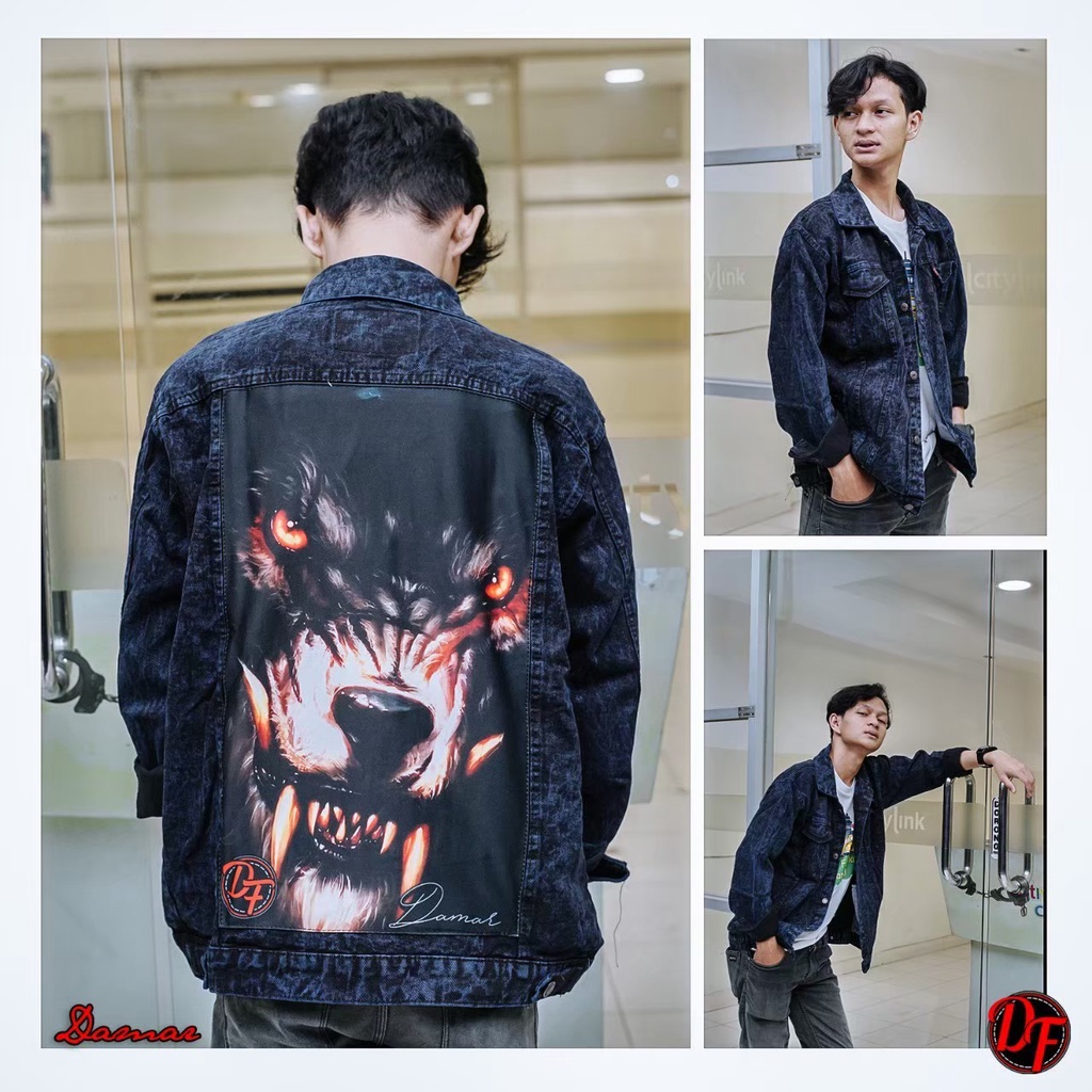 JAKET JEANS PRINTING GAMBAR ANIMASI-JAKET DENIM REMAJA GAUL KEKINIAN UKURAN L XL TERMURAH BISA BAYAR DI TEMPAT