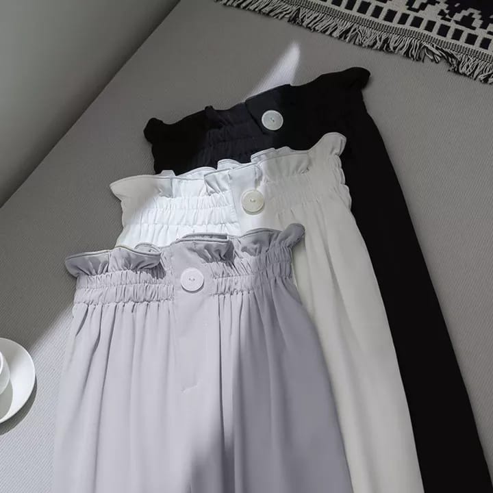BEFAST - ZSO OOTD Celana Kulot AILE / Button CREPE Pants / DOBBY PANTS / Celana Kulot Casual / Celana Panjang Wanita / Fashion Wanita Kerja / Kulot Banyak Warna / Celana Panjang Kulot Pinggang Karet / Terlaris