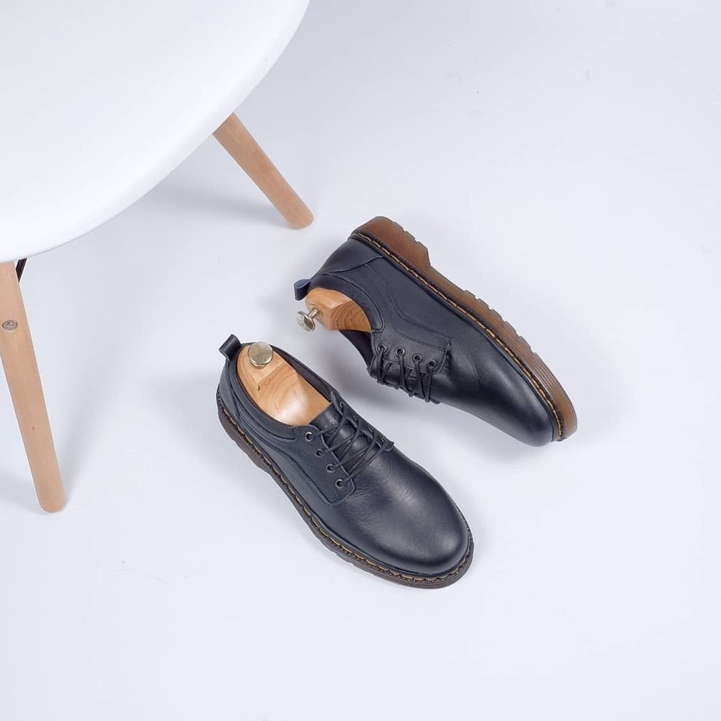 SEPATU KULIT AZCOST FOOTWEAR SAMORA BLACK-BURGUNDY ORIGINAL