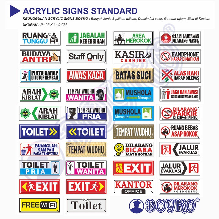 

Acrylic Sign BOYKO / Papan Tanda Campur/Mix 6cps