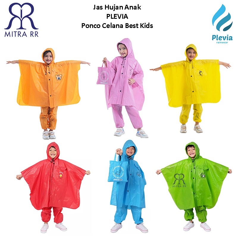 Jas Hujan Anak Ponco Celana Jas Hujan Poncho Plevia Best Kids Raincoat PVC