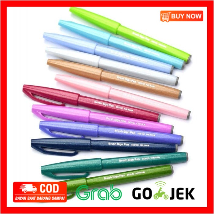 

(BISA COD) Touch Brush Sign Pen PENTEL New Color