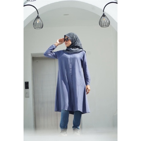 GR573 Tunik Full Kancing Crinkle