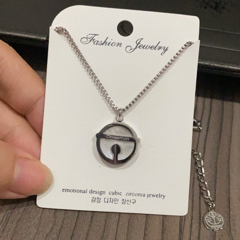 Kalung fashion aksesoris titanium mini korea hadiah wanita cewek lonceng doraemon anti karat KK027